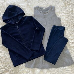 Girls Lot Uniform Bundle Dress- Fleece Hoodie- Leggings Size M 7/8 Crewcuts